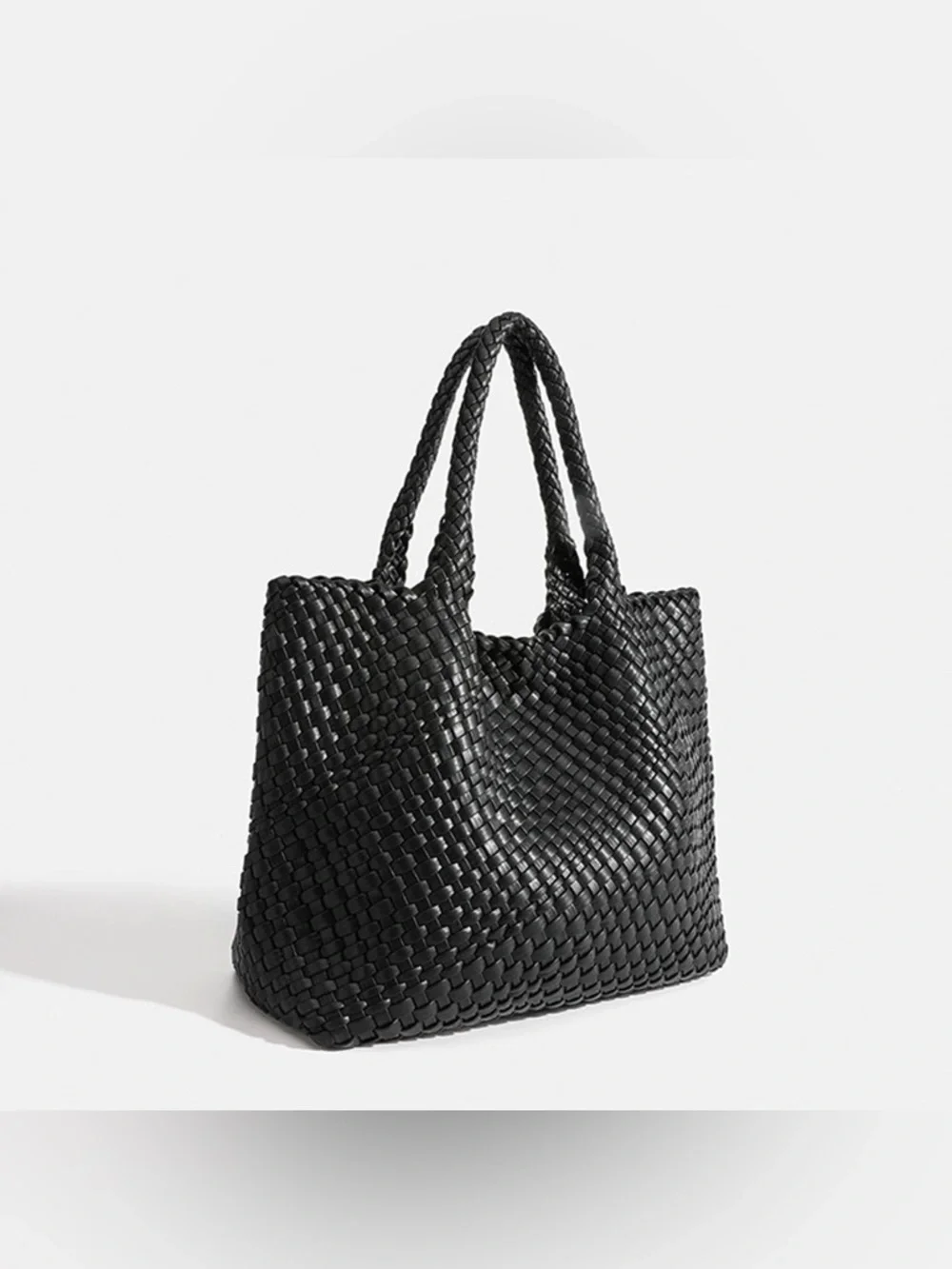 Black Woven Tote Bag - Classic Women's Handbag
